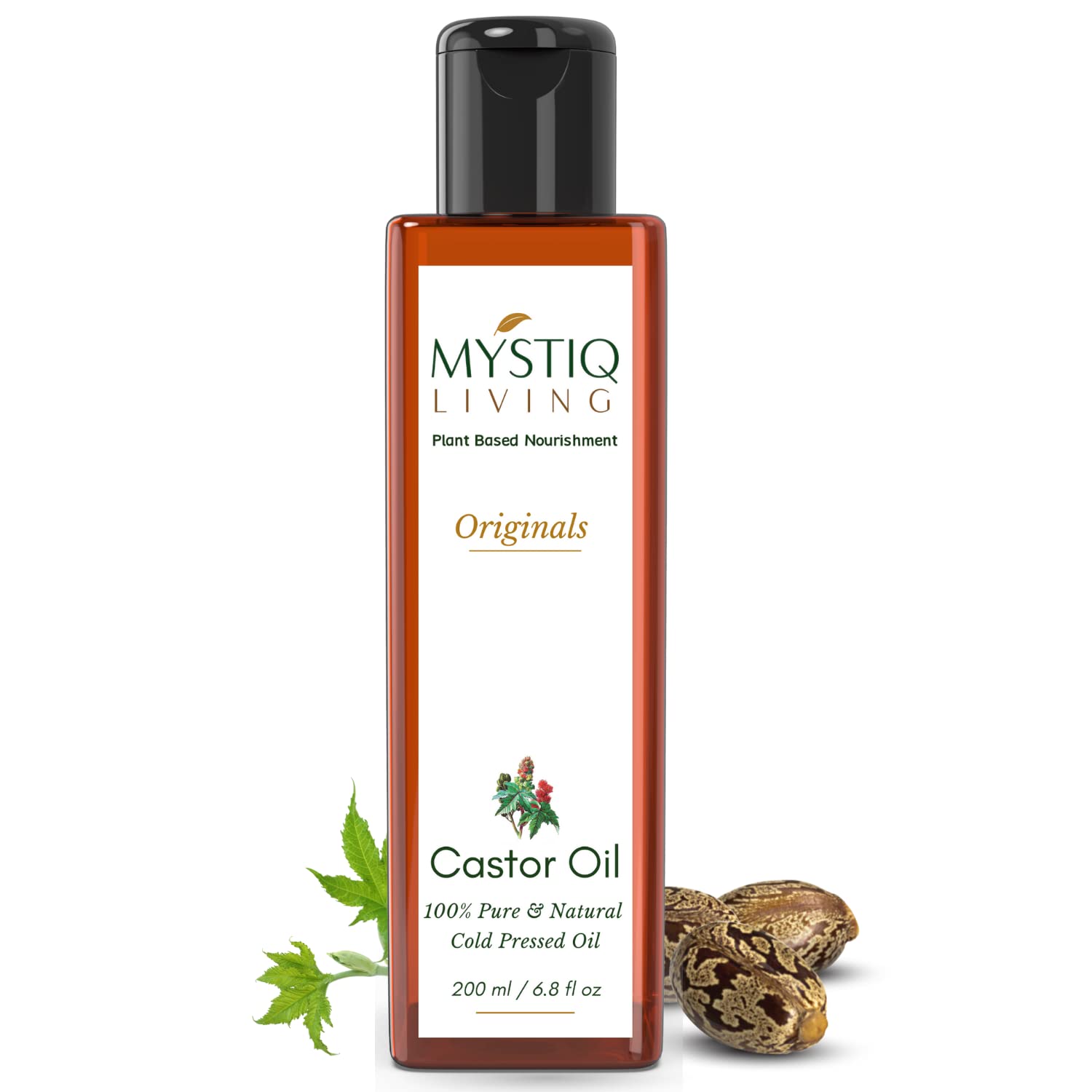 Pure Cold Pressed Castor Oil for Hair Growth & Eyebrow Enhancement - 100% Natural Skin & Nail Care Moisturizer (200ml) | Ideal for Dry Skin Treatment, Eyelash Growth & Scalp Nourishment | Perfect for Daily Beauty Routine & DIY Hair Masks