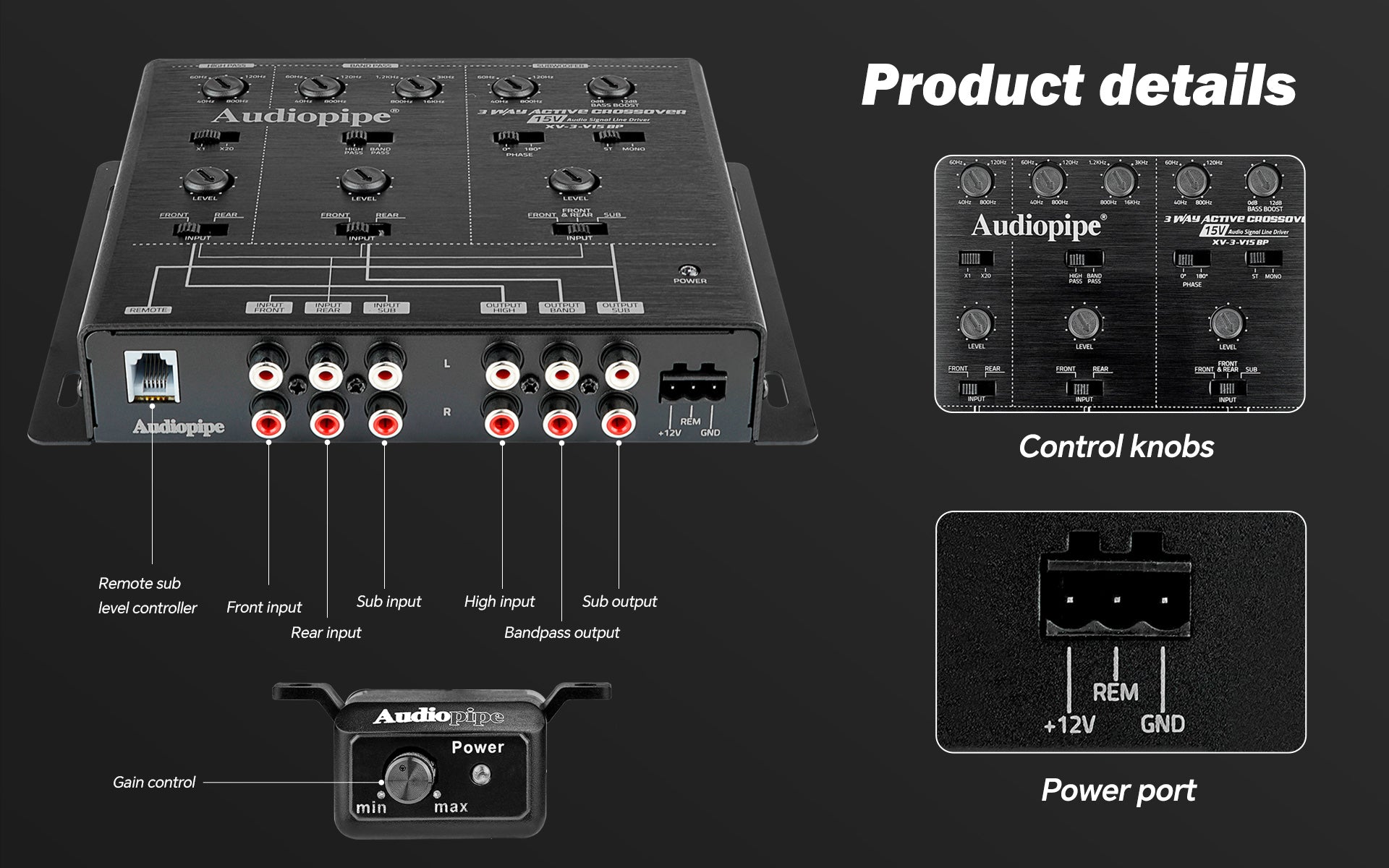 3-Way Active Crossover with Bandpass Filter for Car Audio Systems - XV-3-V15BP - Perfect for Home Theater & Professional DJ Setups