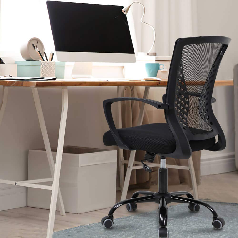 Ergonomic Mesh Office Chair with Adjustable Height, Lumbar Support & Armrests - Black Executive Swivel Task Chair for Home & Office Comfort - Ideal for Long Work Hours, Gaming & Study Sessions