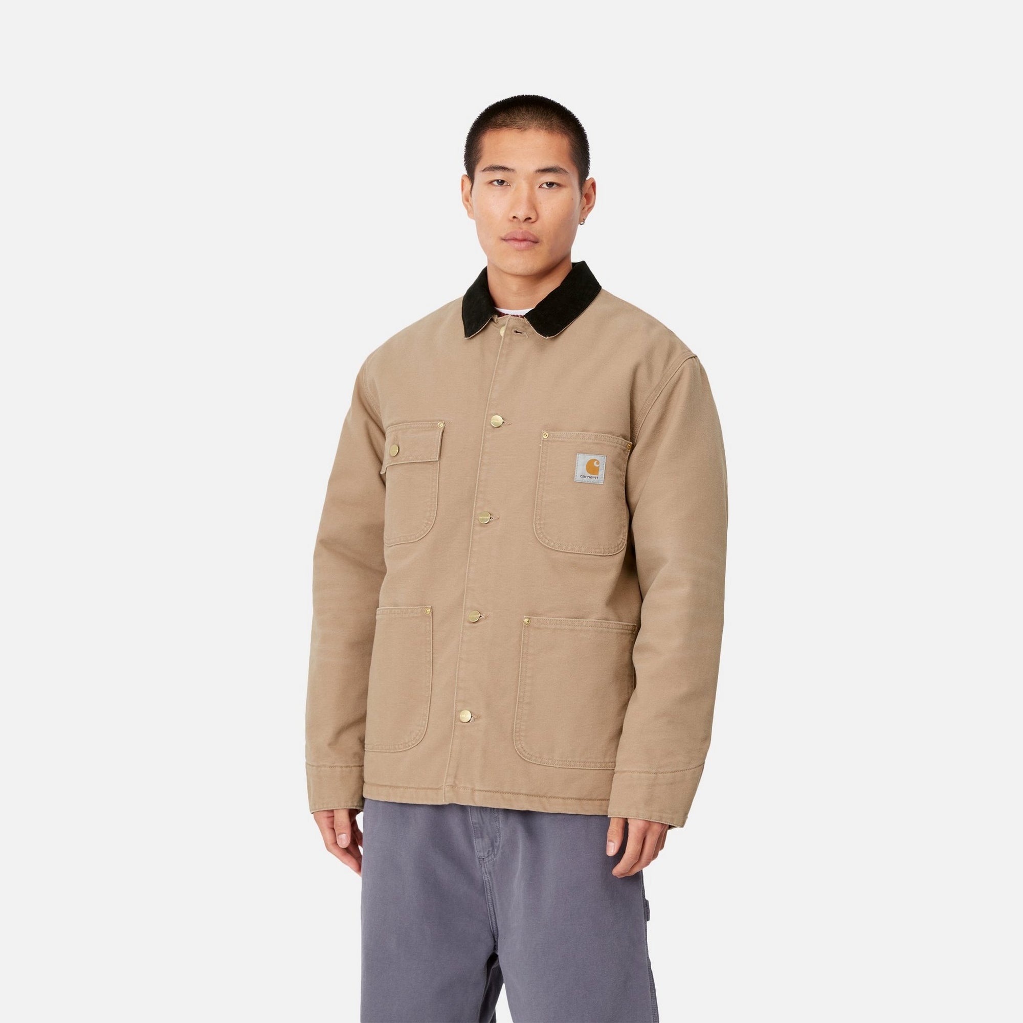 OG Chore Coat for Men - Winter Work Jacket in Peanut & Black Aged Canvas | Durable Outdoor Workwear for Cold Weather