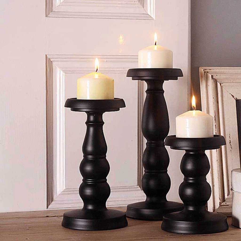 Nordic Minimalist Black Tapered Candle Holder - Elegant Pillar Candle Stand for Dining Table, Living Room, Kitchen Decor | Perfect for Romantic Dinners, Holiday Centerpieces & Cozy Home Ambiance