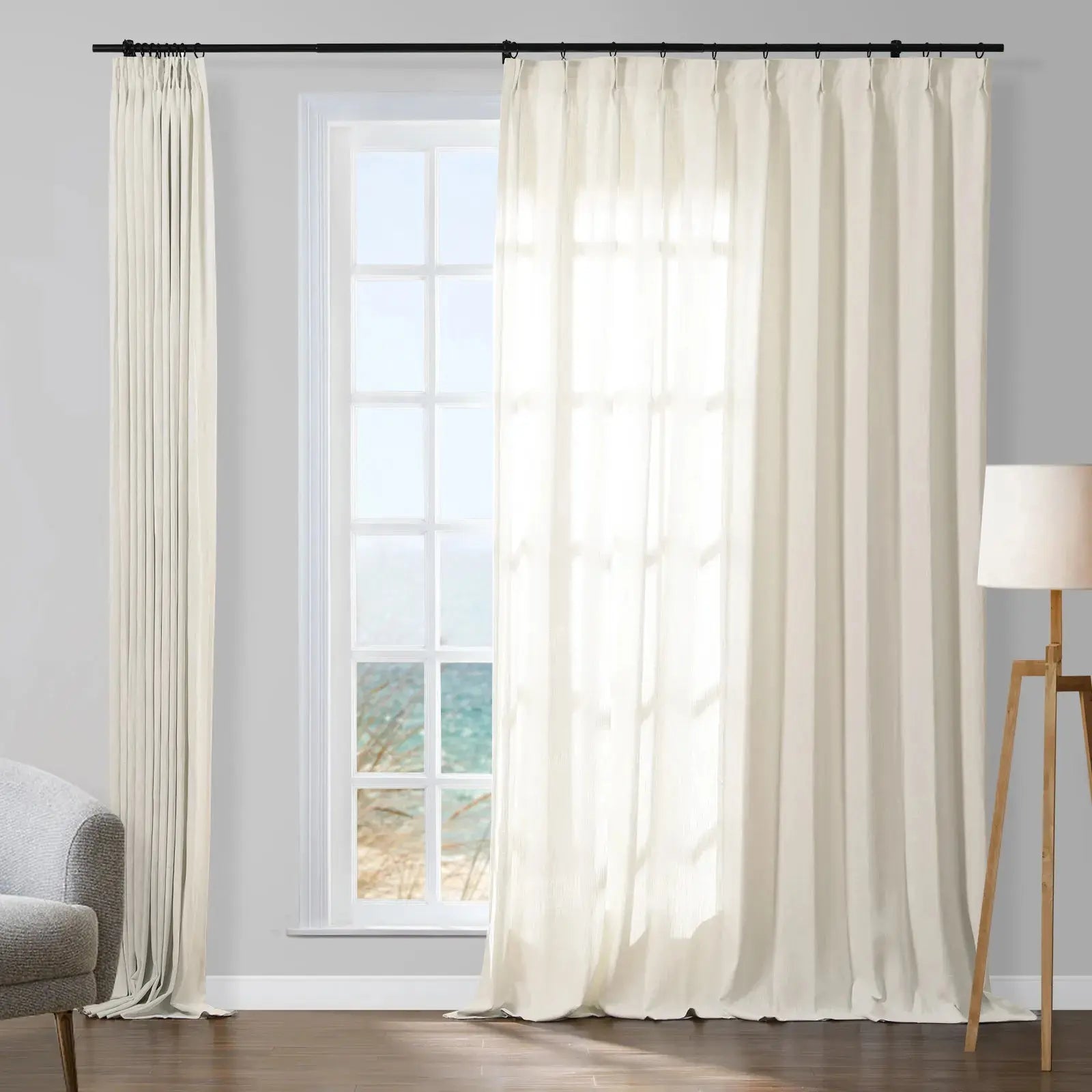 Stylish Sarai Textured Metallic Cotton Blend Pleated Curtains - Elegant Window Treatment for Living Room & Bedroom Decor