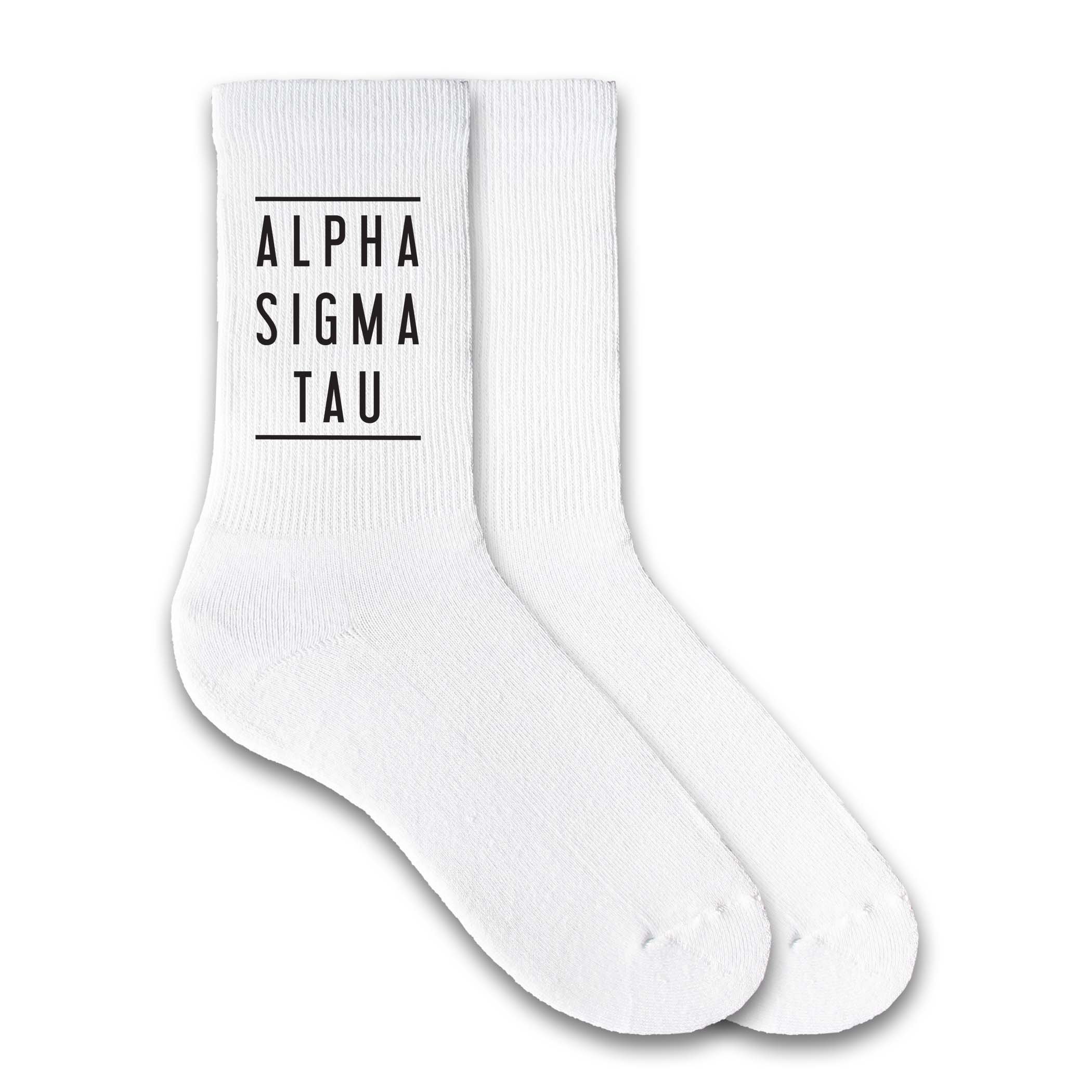 Sorority Name Printed Black & White Women's Crew Socks - Comfortable & Stylish for College, Greek Life, and Everyday Wear
