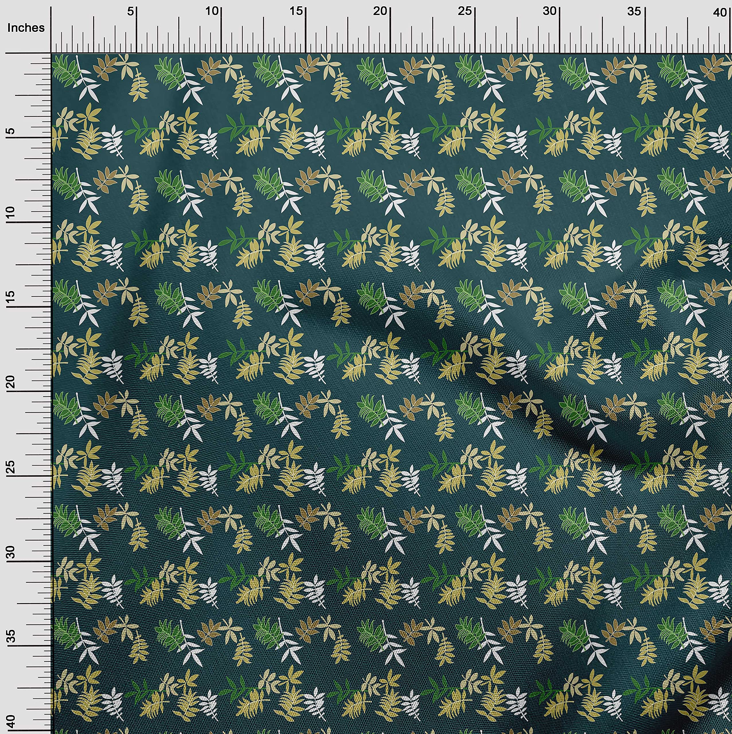 oneOone Cotton Jersey Teal Green Leaf Print Fabric by The Yard - 58 Inch Wide for DIY Clothing, Quilting & Sewing Projects | Soft Apparel Fabric for Dresses, T-Shirts & Home Decor