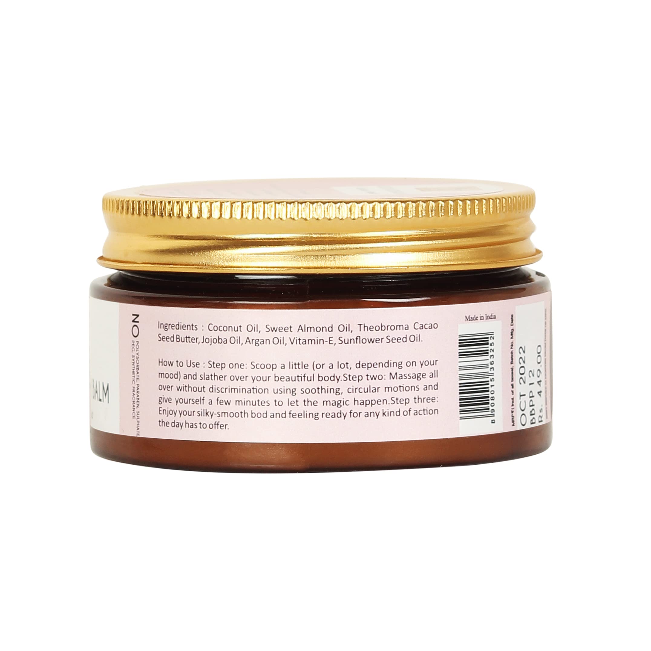 Gans Body Butter Balm - Advanced Formula 100gm | 48-Hour Deep Moisturizing Cream with Organic Beeswax, Coconut Oil, Jojoba Oil, Shea & Cocoa Butter | Stretch Mark Cream for Men & Women | Perfect for Dry Skin Care, Post-Pregnancy & Tattoo Aftercare