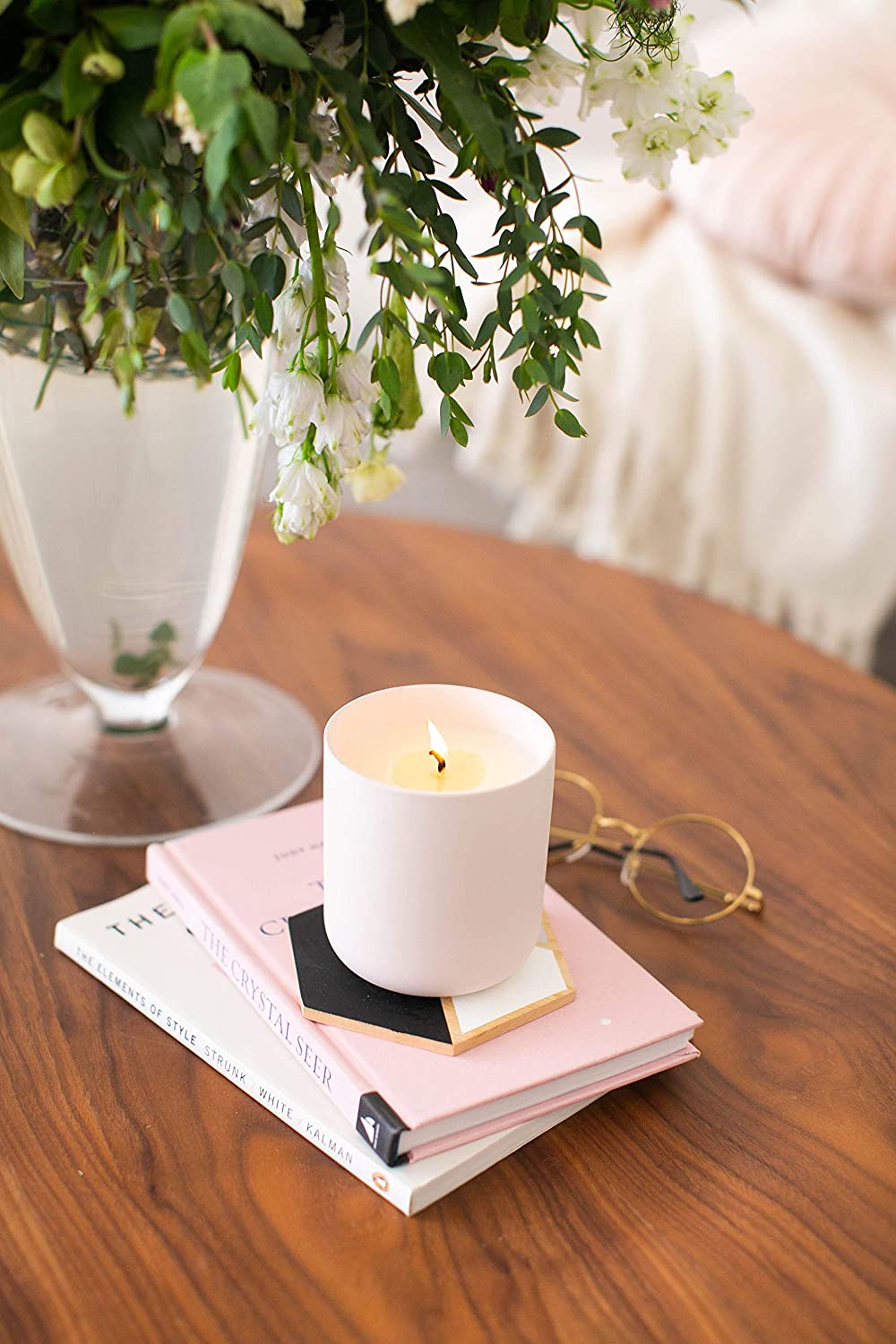Esselle Aura Collection Fig Tree Scented Coconut Wax Candle - Natural Soy Blend for Home, Office & Spa Relaxation - Long Lasting Aromatherapy Gift