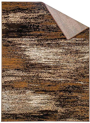 Modern Abstract Brush Stripes Brown Mocha Area Rug - 8'x10' Soft Living Room & Dining Room Carpet - Non-Slip Office & Kitchen Floor Mat - Perfect for Home Decor & High Traffic Areas