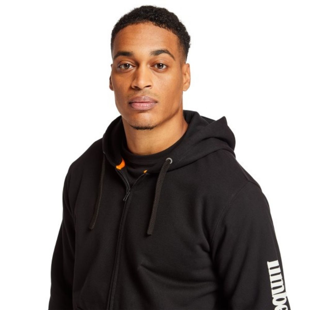 Timberland PRO Hood Honcho Full Zip Work Hoodie for Men - Durable & Comfortable Black Hooded Sweatshirt (TB0A235X001) - Ideal for Construction, Outdoor Work & Casual Wear