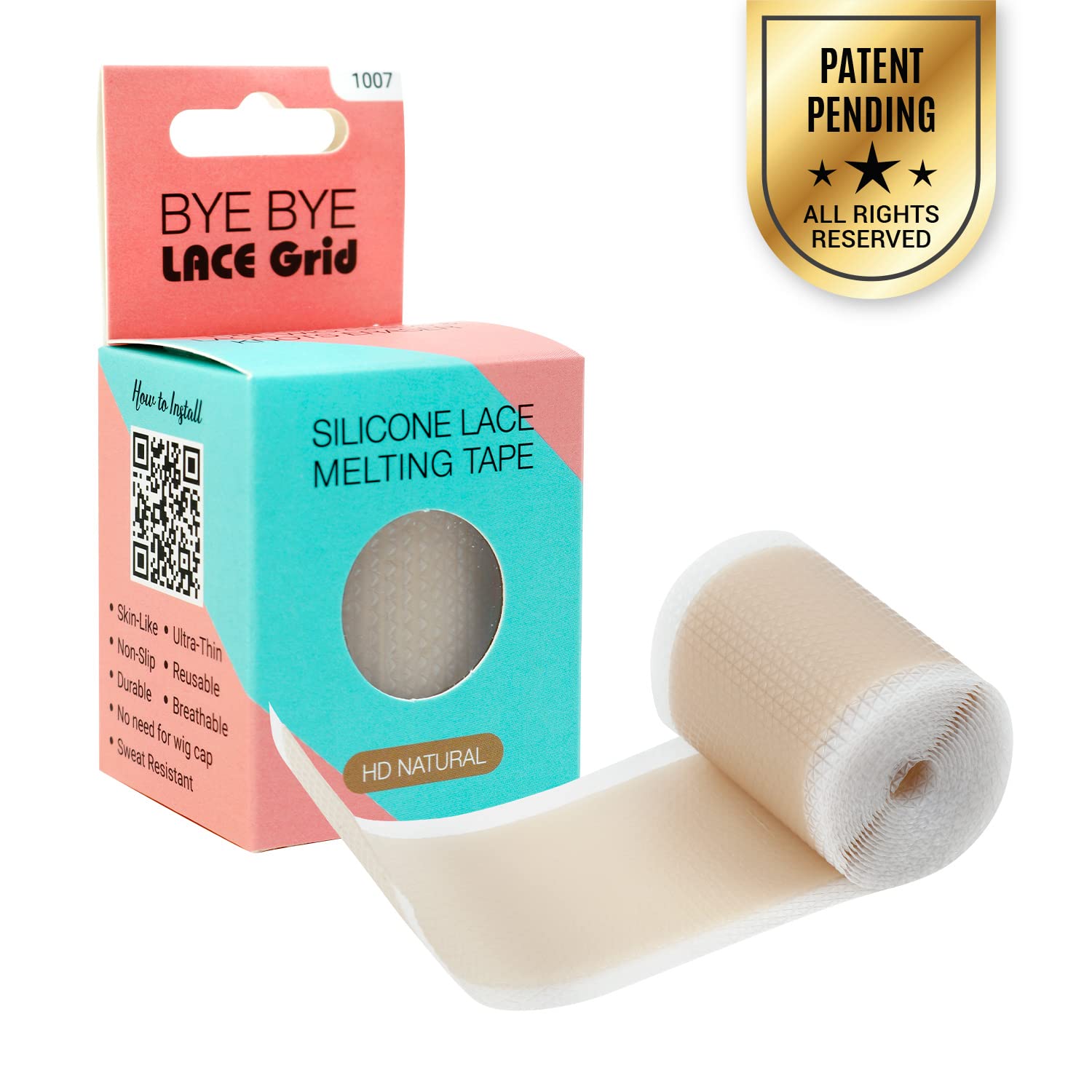 STUDIO LIMITED Silicone Melting Tape for Lace Wigs - Erases Grids & Knots, Breathable, Reusable, Non-Slip, Ultra-Thin, Skinlike Cover (Natural, 12 Packs) - Perfect for HD Lace Wig Installation & Natural Hairline Concealment