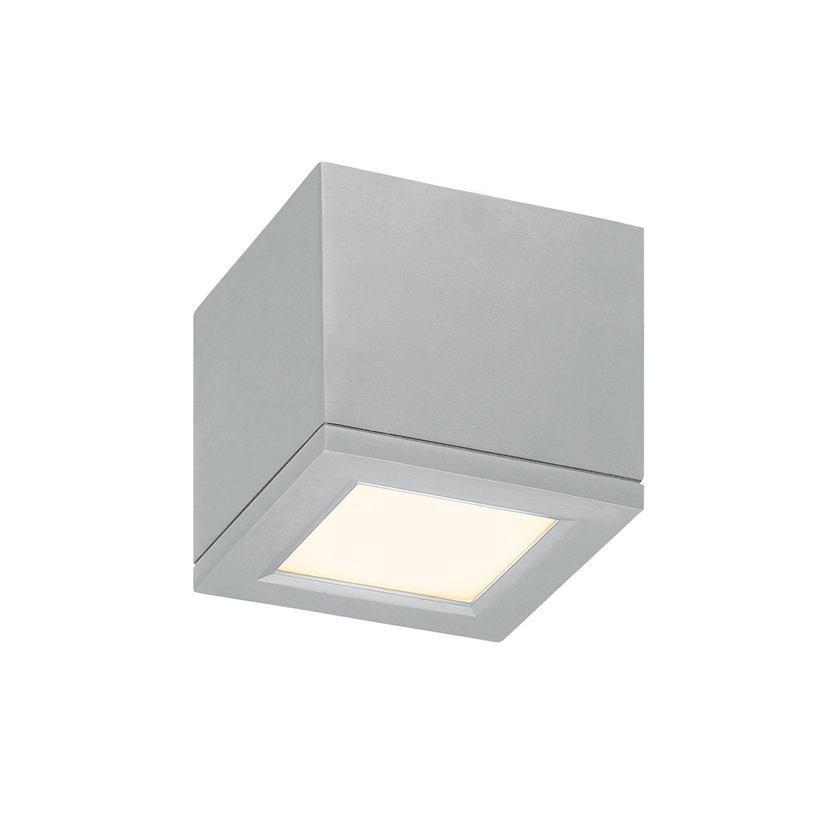 WAC Lighting FM-W2505-AL Rubix Mount Outdoor Ceiling Light - Small Brushed Aluminum Fixture for Patio, Porch & Entryway Lighting