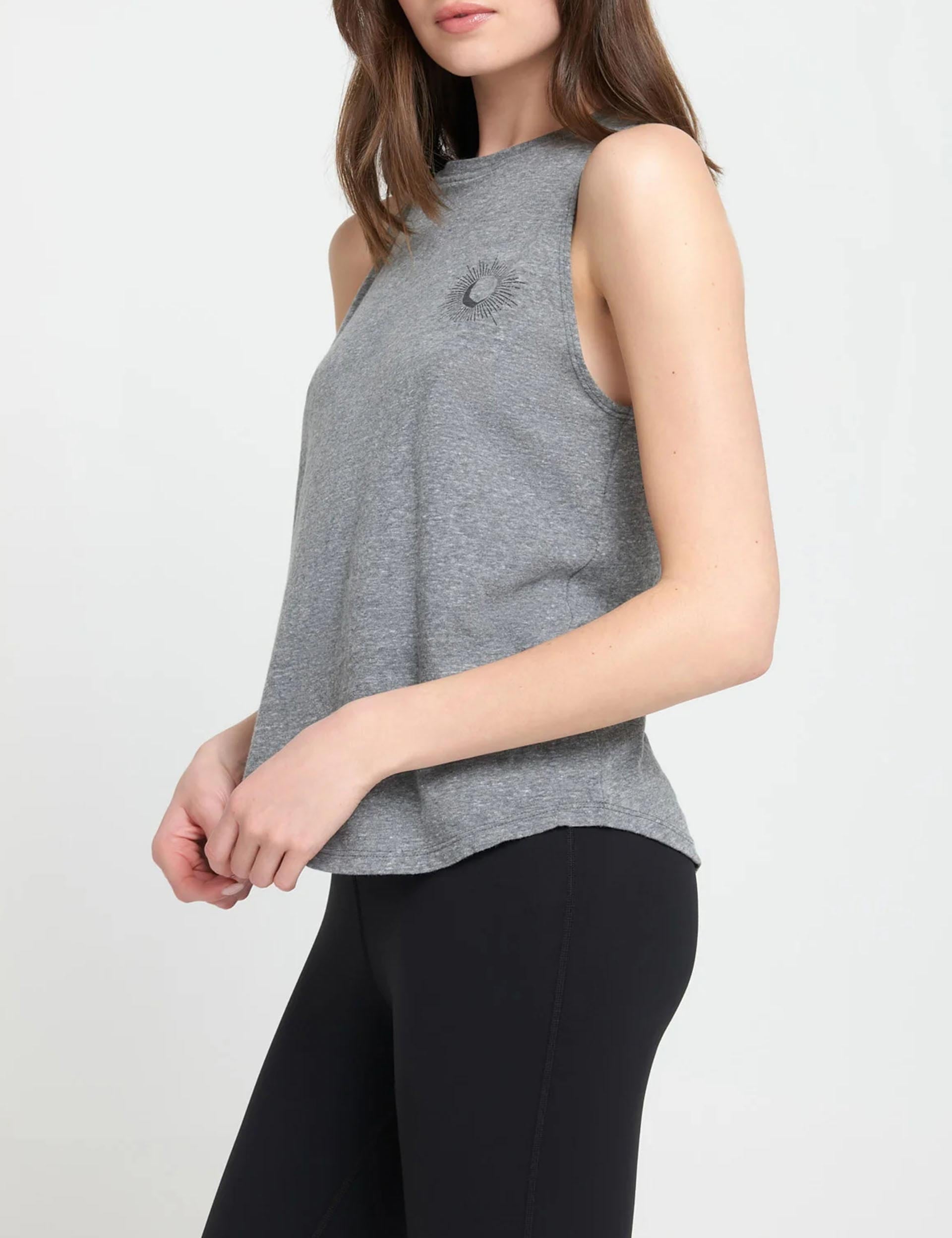 Harmony Jade Muscle Tank Top for Women - Soft Heather Grey Sleeveless Workout Shirt | Yoga, Gym, Running & Casual Wear
