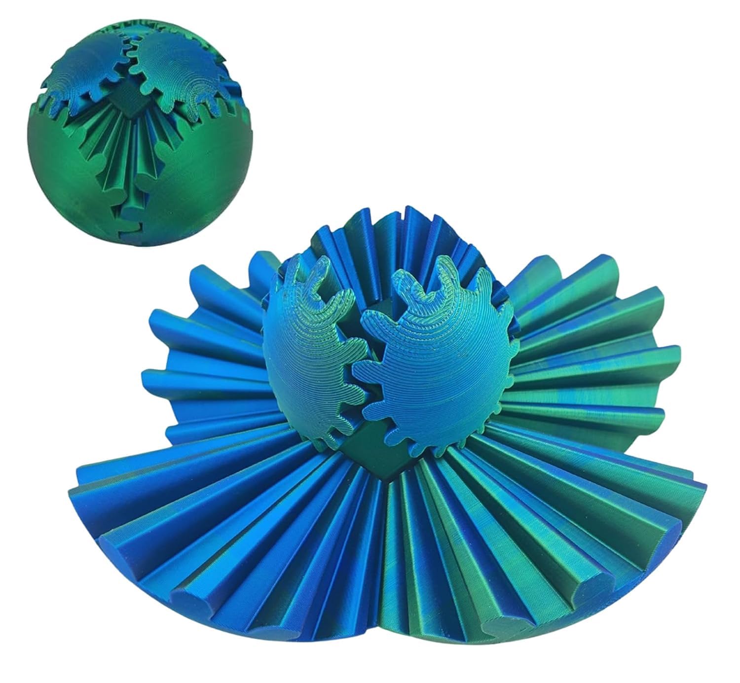 3D Printed Gear Ball Fidget Toy - Steampunk Whirling Wonder Desk Toy for Adults, Stress Relief & Focus, 2024 New Design (Green) | Perfect for Office, Home, Travel & Anxiety Relief