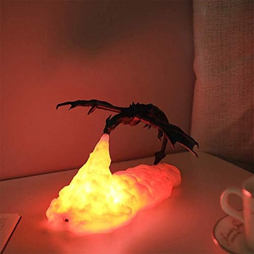3D Printed Fire Dragon Night Light - USB Rechargeable LED Bedside Lamp for Kids Room, Toddler Nightlight, Home Decor & Christmas Gift | Perfect for Bedtime, Nursery Decor, and Fantasy-Themed Bedrooms