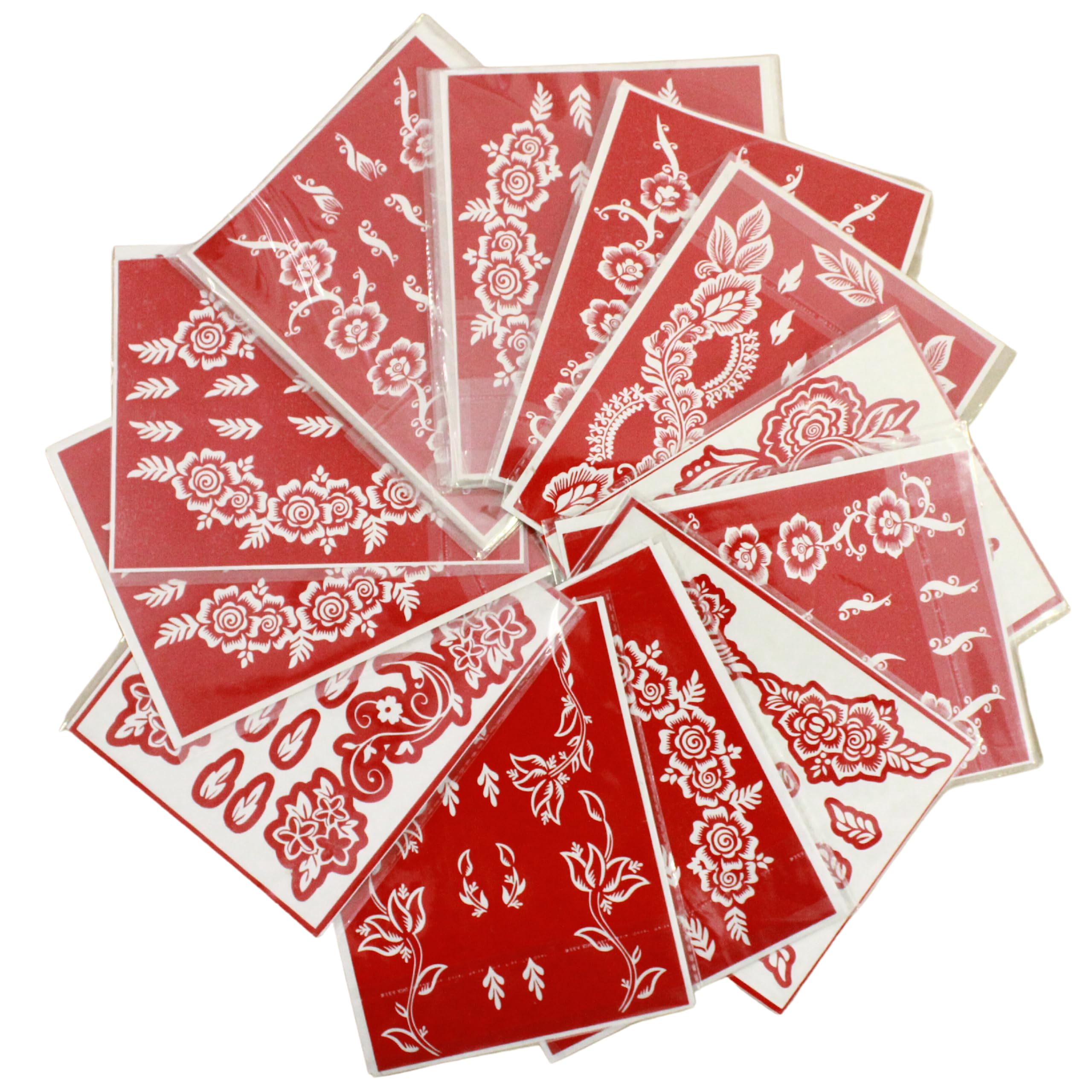 CareOne Gallery Arabic Design Mehandi Art Stickers - Set of 1 Piece for Both Hands with Instant Henna Cone | Temporary Henna Tattoo Stencils for Women, Girls & Kids | Perfect for Weddings, Festivals & DIY Body Art