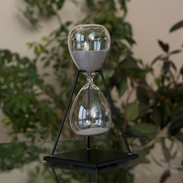 60 Minute Modern Glass Timer with Stand - Black, White, Gray or Navy - Perfect for Kitchen, Classroom, Office & Productivity Tasks
