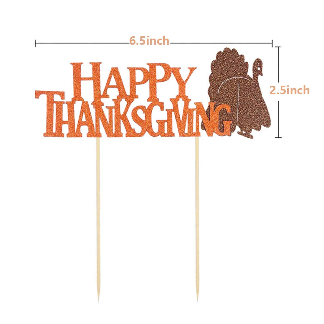 2 Pack Thanksgiving Turkey Cake Toppers - Fall Harvest Cake Decorations for Thanksgiving Desserts, Pumpkin Pies & Autumn Party Celebrations