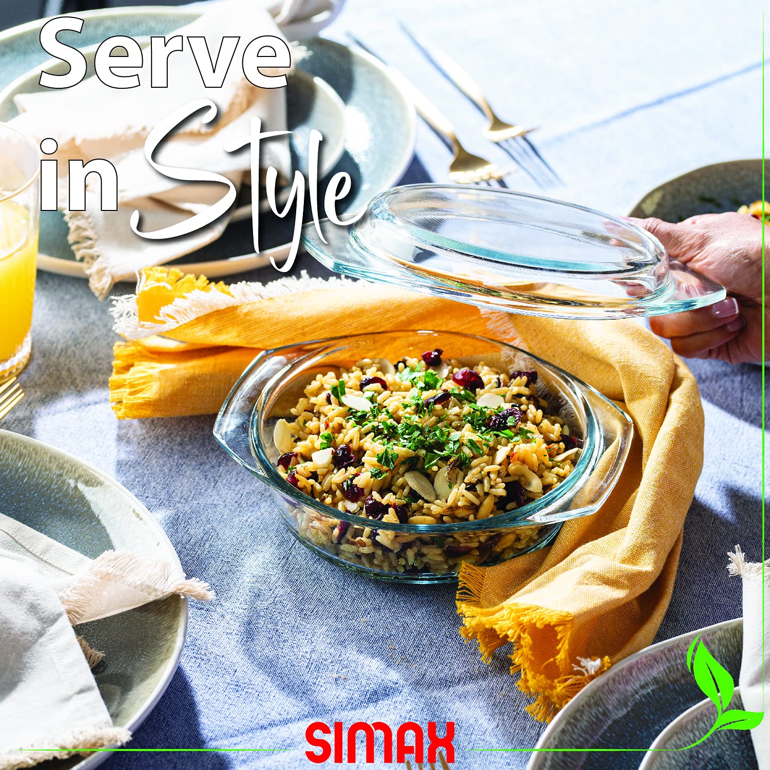 Simax 24oz Round Borosilicate Glass Casserole Dish with Lid - Oven, Microwave & Freezer Safe - 0.75 Qt European-Made Baking Dish for Casseroles, Lasagna & Meal Prep