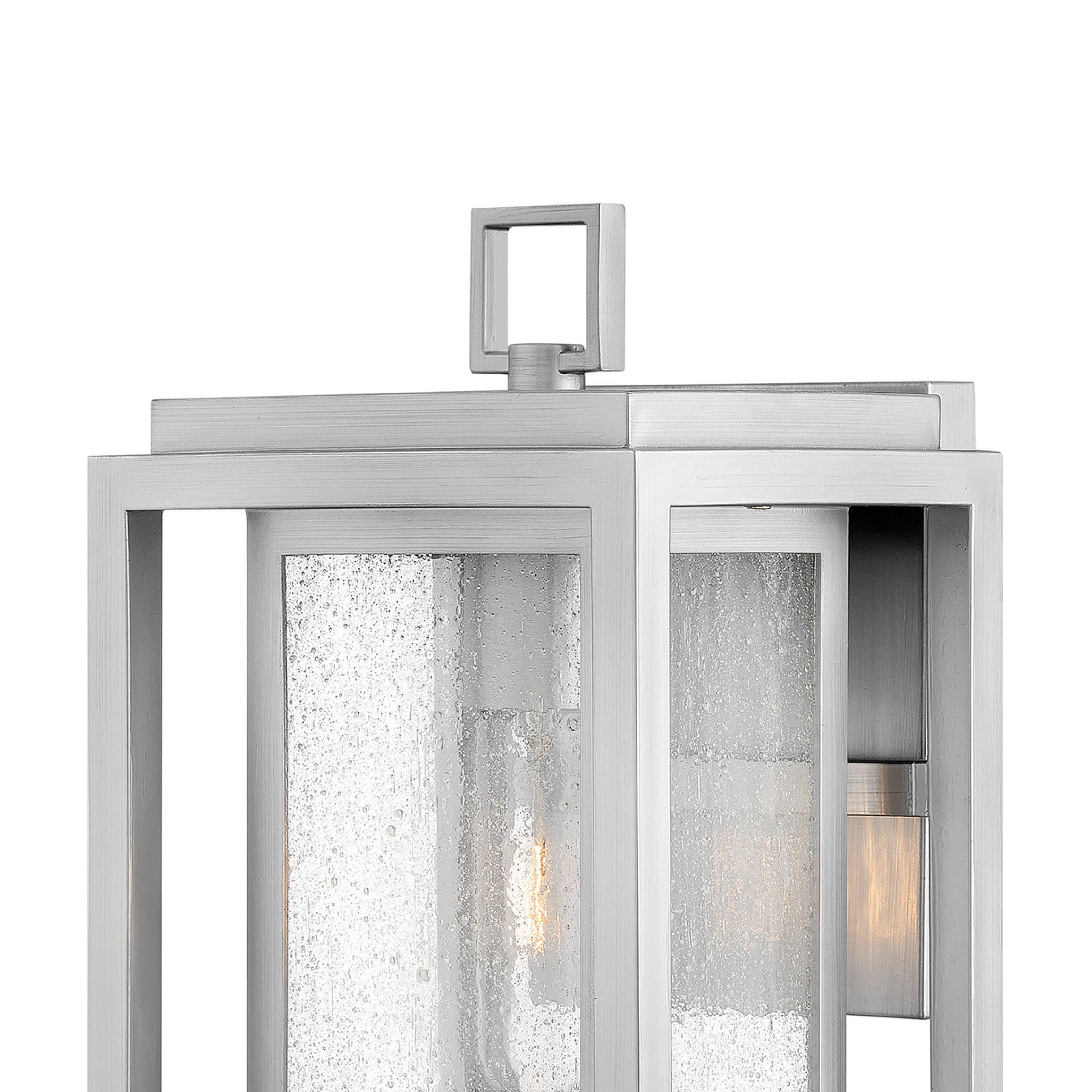 Hinkley Republic Small Wall Mount Outdoor LED Lantern with Clear Seedy Glass & Anti-Fading Satin Nickel Finish - Weatherproof Composite Material for Porch, Patio, Garden, and Entryway Lighting