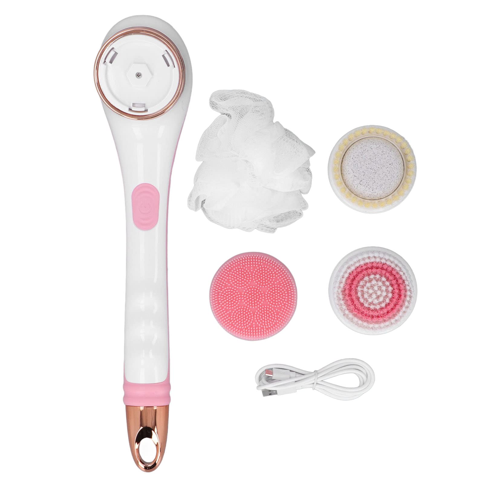 Rechargeable Electric Shower Brush with Long Handle - Body Scrubber & Exfoliator for Deep Cleansing - Waterproof Bath Brush for Back, Feet & Hard-to-Reach Areas - Ideal for Sensitive Skin & Spa Days