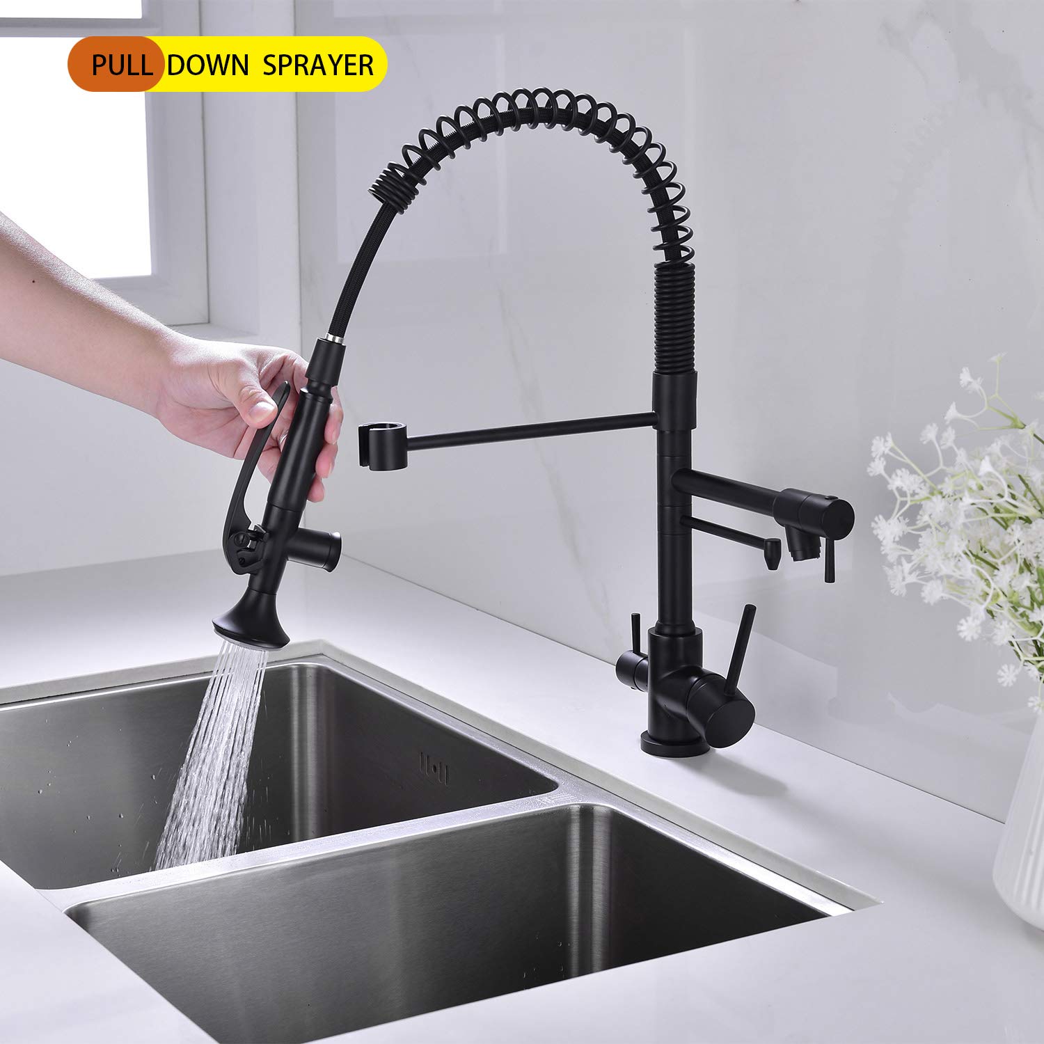 Avola 360° Swivel Pull Down Kitchen Faucet - Hands-Free Drinking Water Sink Faucet with Touch Control for Modern Kitchens | Perfect for Cooking, Washing Dishes & Filling Large Pots