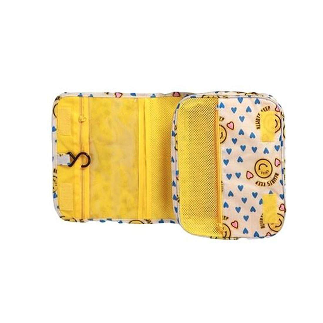 Futaba Hanging Travel Cosmetic Bag Organizer - Yellow Smile Face Design | Portable Toiletry Storage for Bathroom, Hotel & Vacation (Ideal for Makeup, Skincare & Travel Essentials)