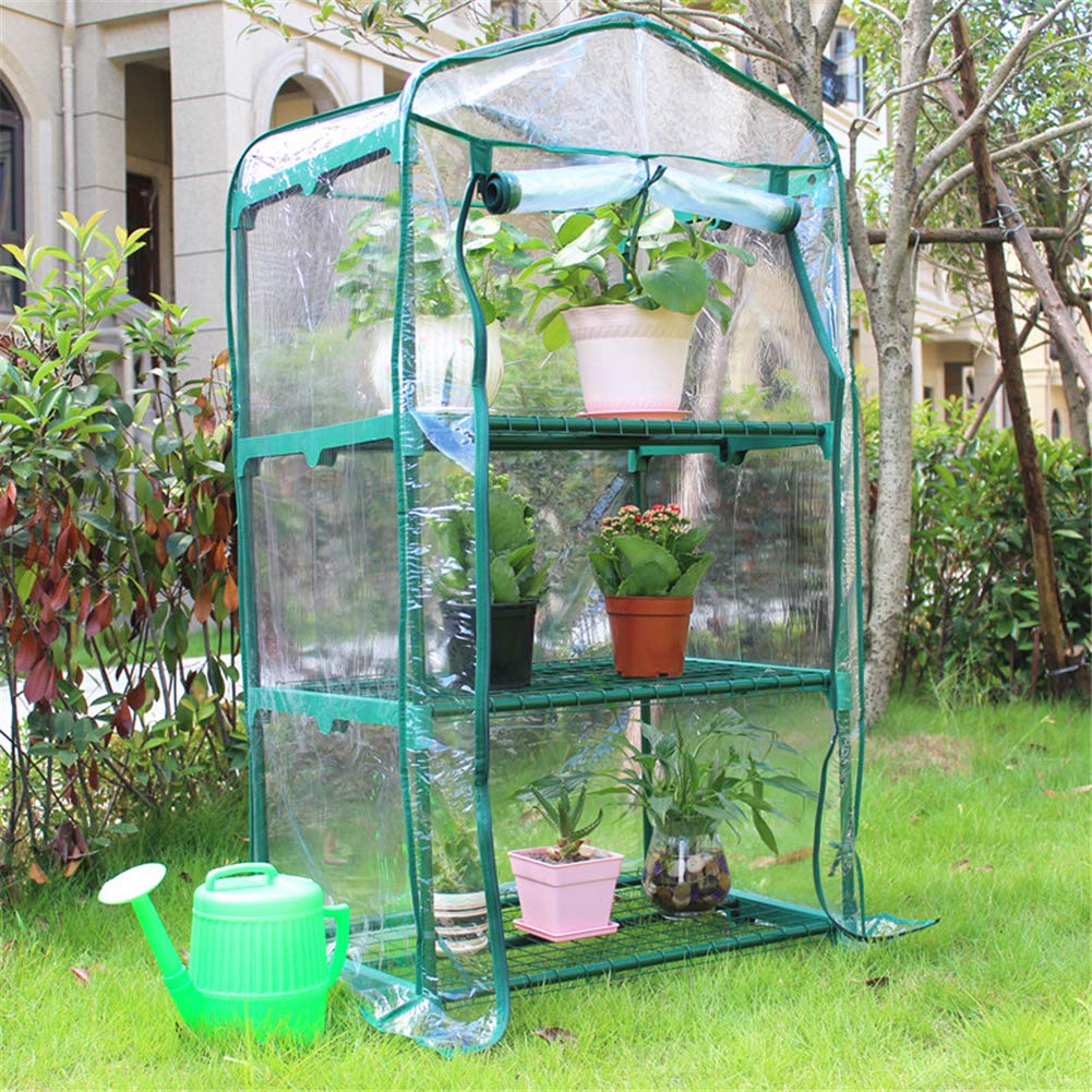 3-Tier PVC Greenhouse Cover Replacement - Mini Walk-in Plant Greenhouse for Indoor/Outdoor Gardening, Flowers & Pots (Iron Stand Not Included) | Perfect for Seed Starting, Plant Protection & Seasonal Gardening