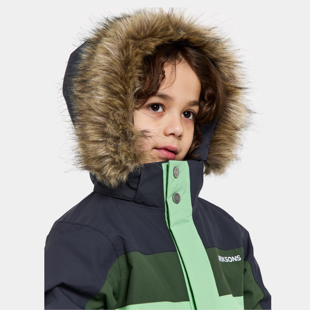 Didriksons Bjarven III Kids Snowsuit - Waterproof Winter Jacket & Pants Set for Boys & Girls, Pale Mint - Perfect for Skiing, Snowboarding & Outdoor Winter Play