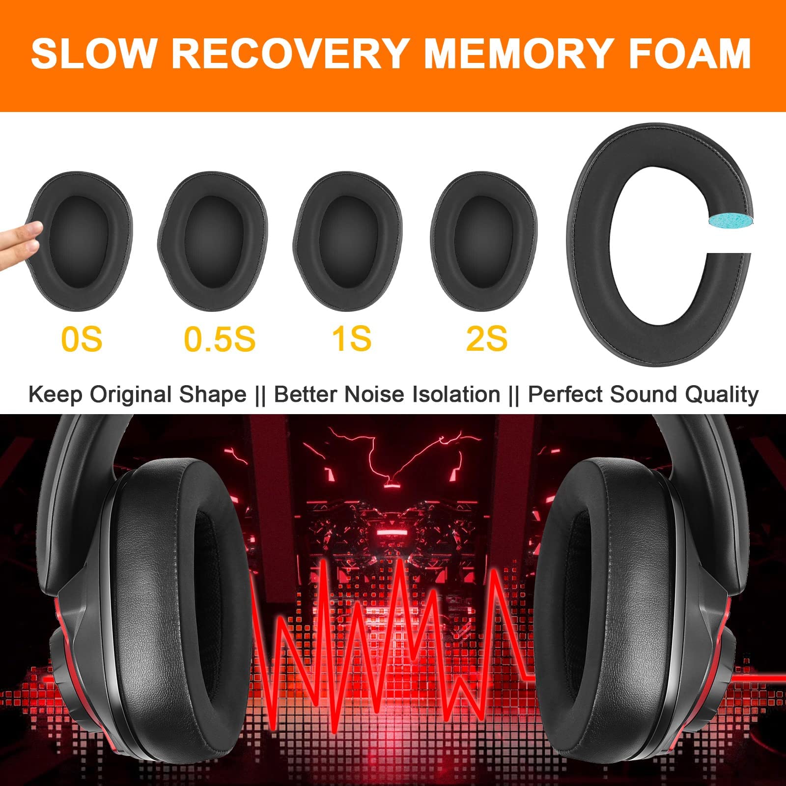 Replacement Ear Pads for Sennheiser GSP 600 Headphones - Compatible with GSP 670 & 500 Models - Noise Isolating Memory Foam Cushions - Easy Installation - Perfect for Gaming, Streaming & Office Use