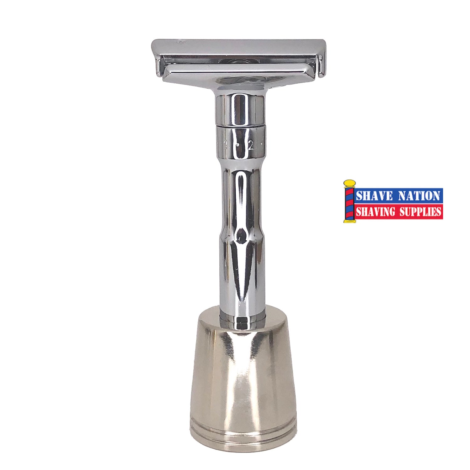 Premium Shave Nation Solo Razor Stand - Chrome Plated Safety Razor Holder for Men's Grooming - Perfect for Bathroom Countertop & Travel Shaving Kit Organization