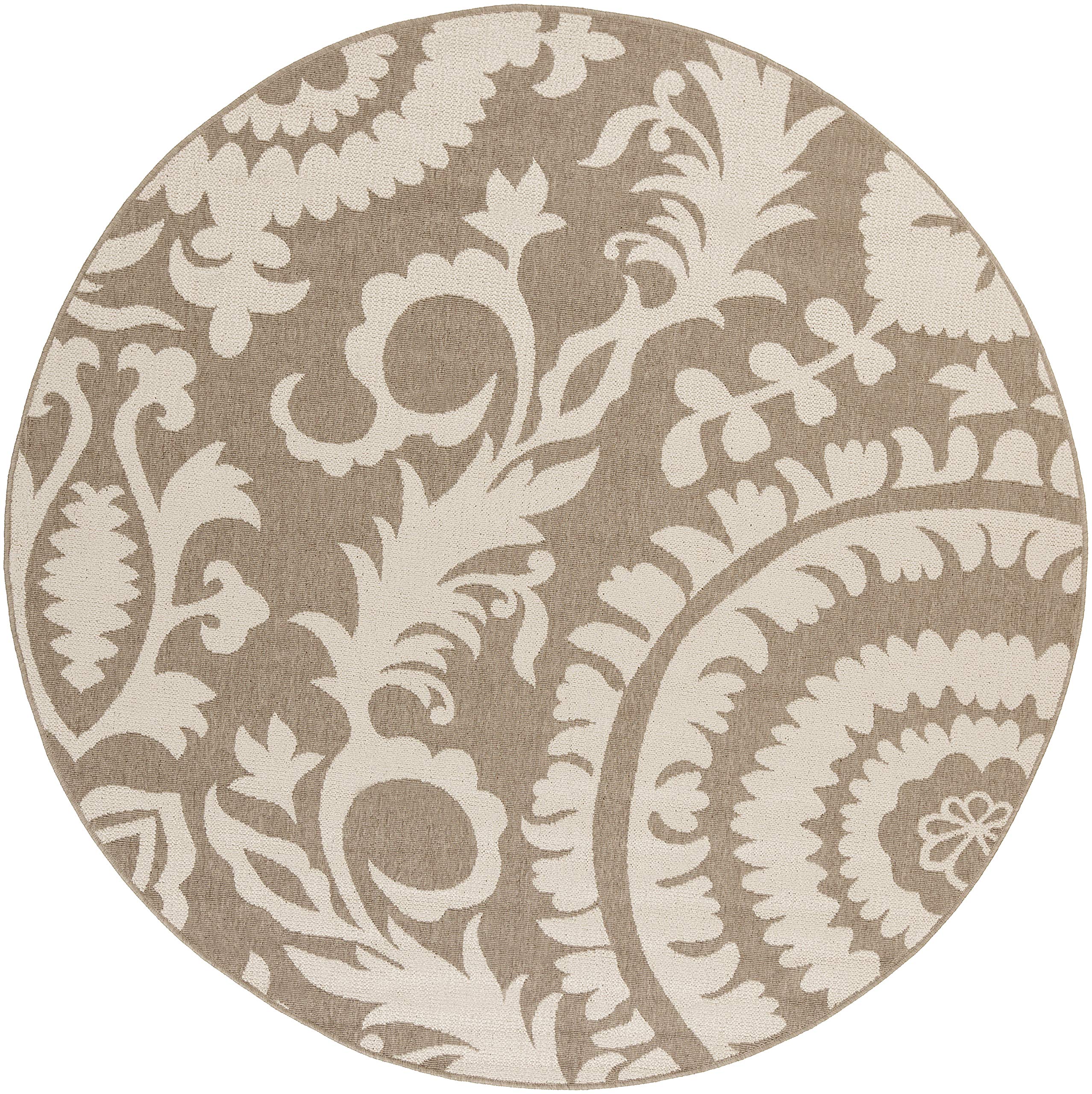 Premium Alysia Beige and Cream Indoor/Outdoor Round Area Rug 8'9