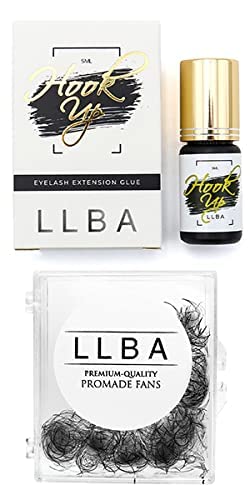 LLBA Promade Fans & Lash Glue - Handmade Volume Eyelashes with Black Adhesive | Fast Drying (0.5-1.5 sec) & Long Lasting | Easy to Apply for Daily Wear, Special Occasions & Professional Makeup