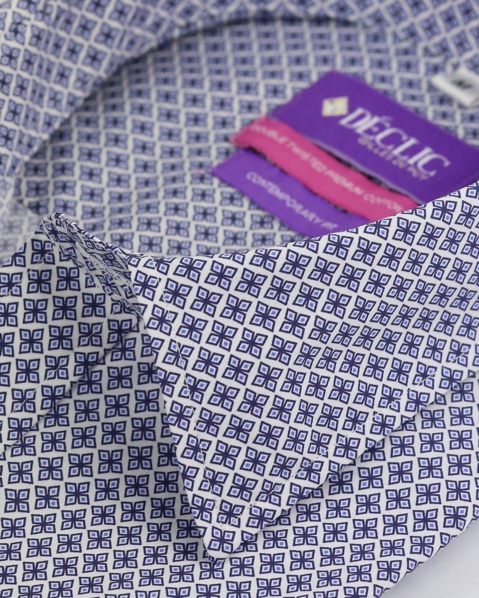DÉCLIC Curato Pattern Print Short Sleeve Casual Shirt for Men - Stylish Blue Button Down Shirt | Perfect for Summer Outfits, Office Wear & Casual Dates