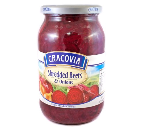 Organic Cracovia Shredded Beets with Onions - 30.33oz (860g) Jar - Non-GMO, Gluten-Free - Perfect for Salads, Sandwiches & Healthy Snacks