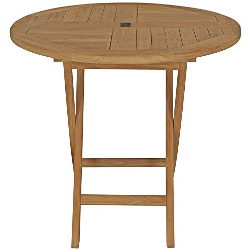Premium Solid Teak Wood Sanibel Outdoor Folding Table - Seven Seas Weather-Resistant Patio Furniture for Poolside, Garden & Backyard Dining