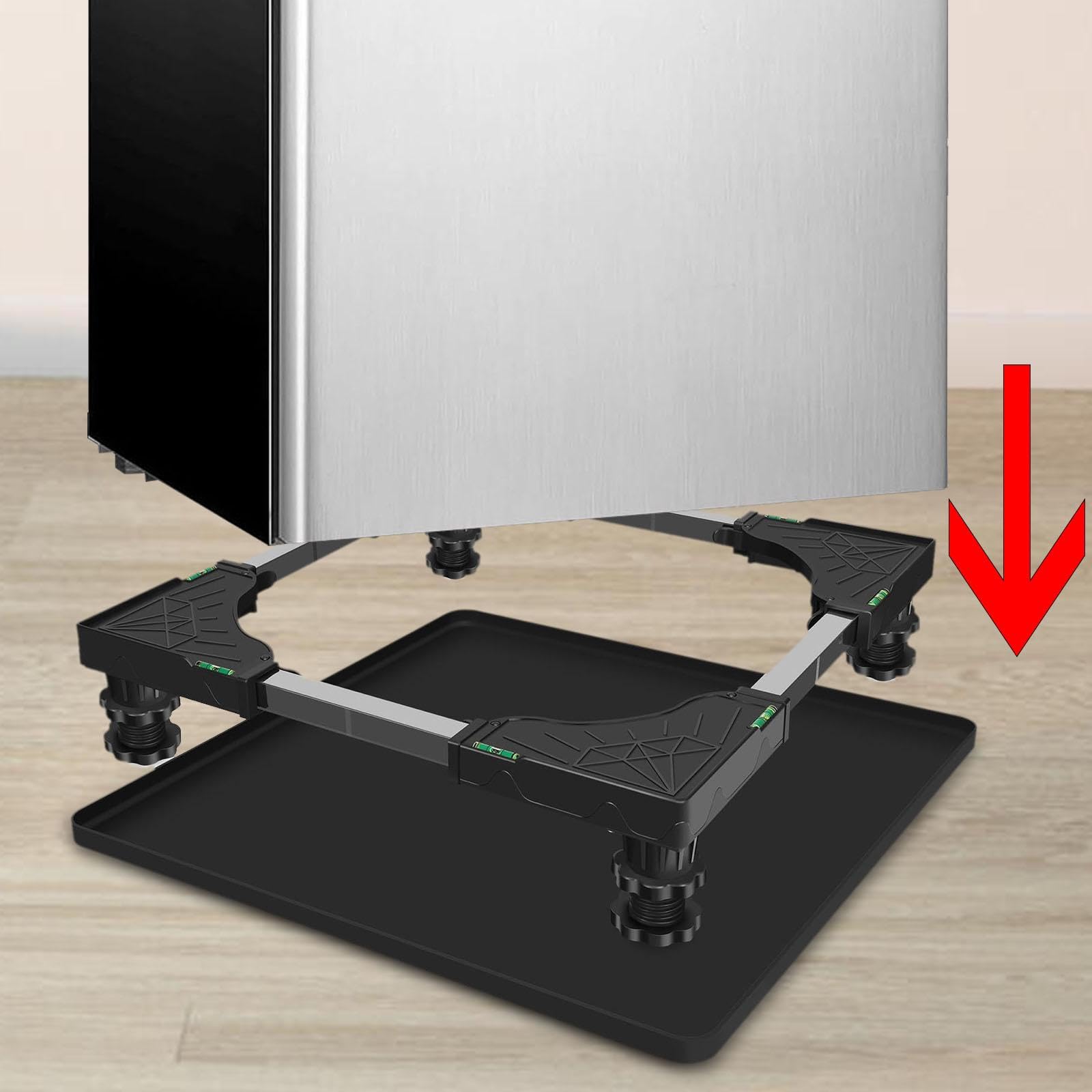 IEUDNS Drip Tray for Mini Fridge - High Raised Edge Leak Proof Freezer Mat, 65x60cm Black - Perfect for Laundry Room, Refrigerator, and Appliance Protection