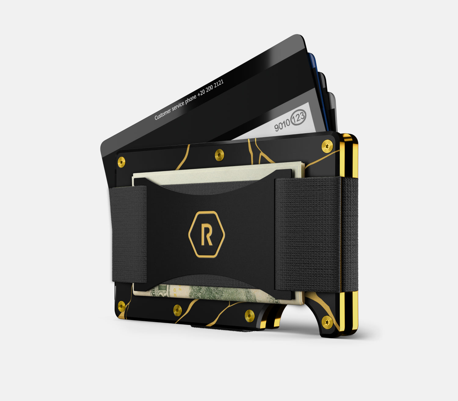 Ridge Wallet Kintsugi Black - Slim Minimalist RFID Blocking Metal Wallet for Men - Perfect for Everyday Carry, Travel & Gifting