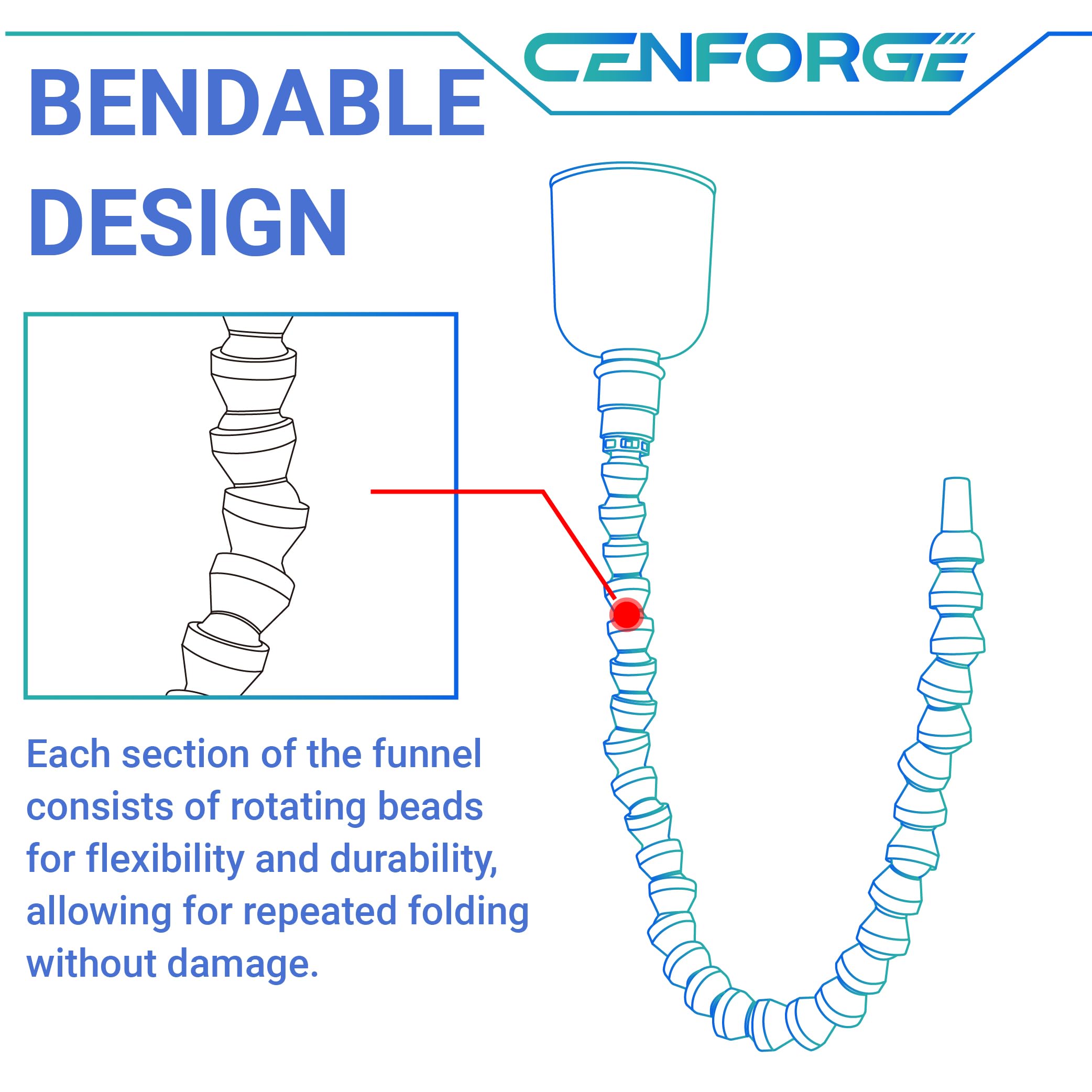 25.6 Inch Flexible Long Neck Funnel - Bendable Oil Funnel for Transmission Fluid, Automotive Fluids, and Engine Maintenance - Perfect for DIY Car Repair, Motorcycle Maintenance, and Home Garage Use
