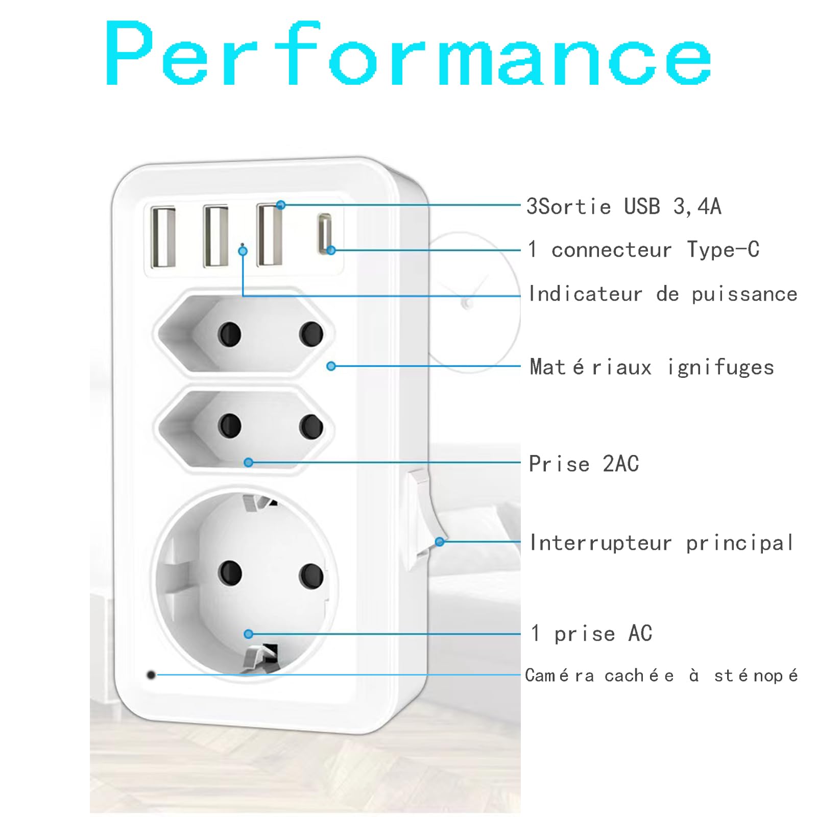 LJHHJLJH Hidden Camera WiFi Spy Camera - Wireless Surveillance & Nanny Cam with 1080P HD, Mobile App Control, USB Quick Charger Socket - Perfect for Home Security, Office Monitoring & Baby Care