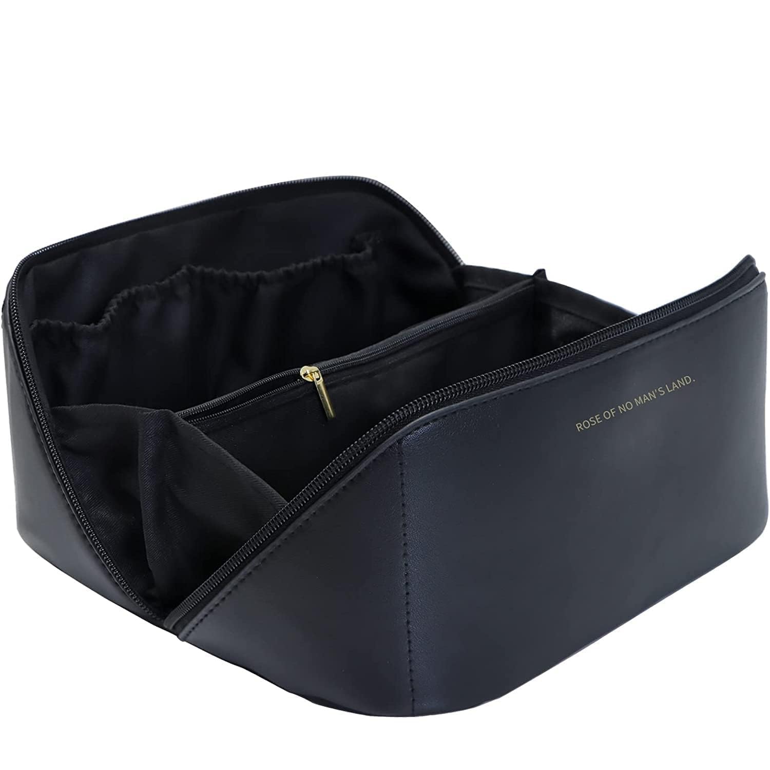 Premium PU Leather Handcuffs Cosmetic Bag - Large Waterproof Makeup Organizer with Zipper for Travel & Toiletry Storage | Stylish Black Makeup Pouch for Women | Perfect for Gym, Vacation & Daily Use