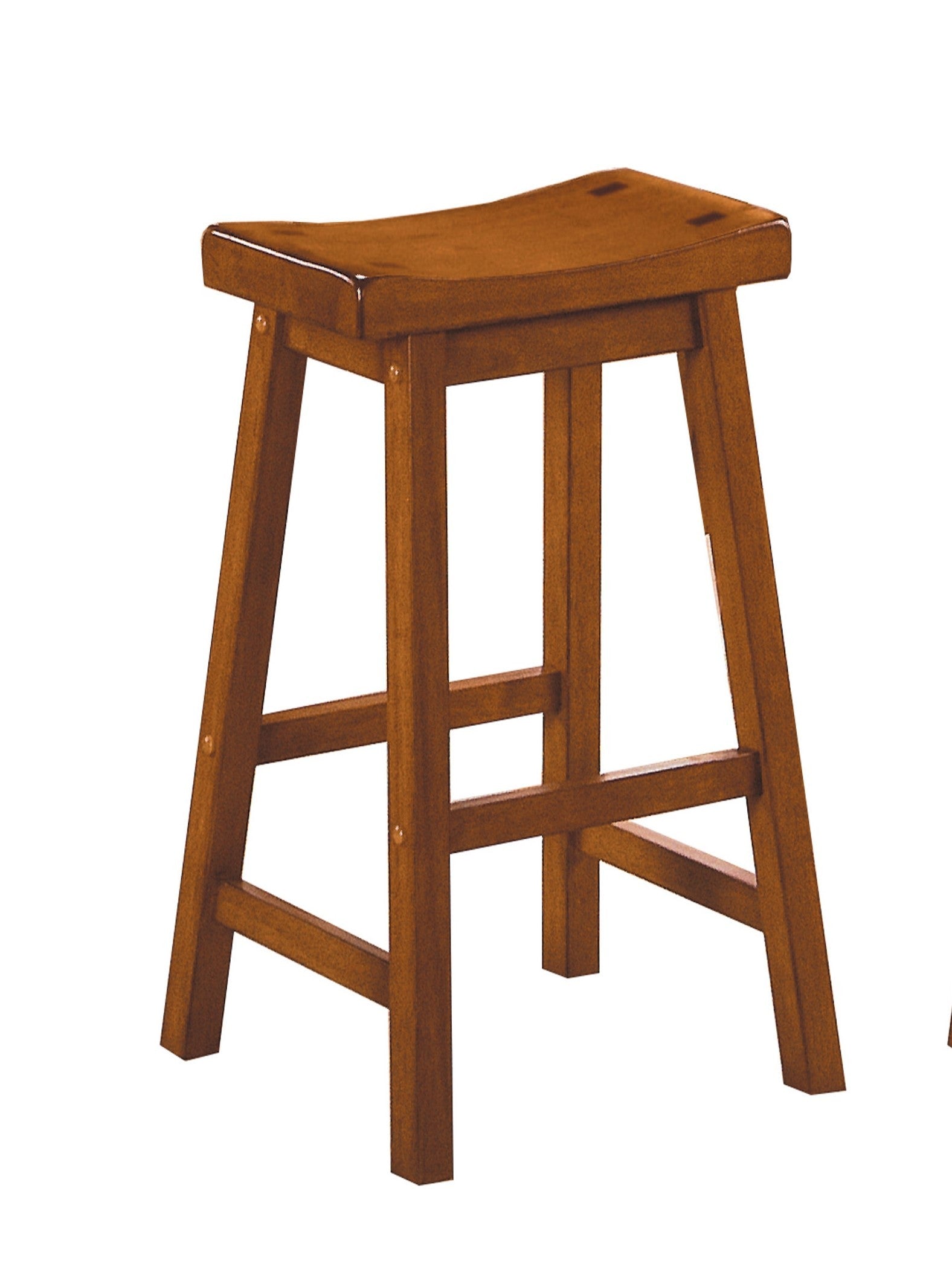 2-Piece Set of 29-Inch Bar Height Stools - Solid Wood Oak Finish with Saddle Seat for Casual Dining & Home Decor | Perfect for Kitchen Islands, Breakfast Bars & Entertaining