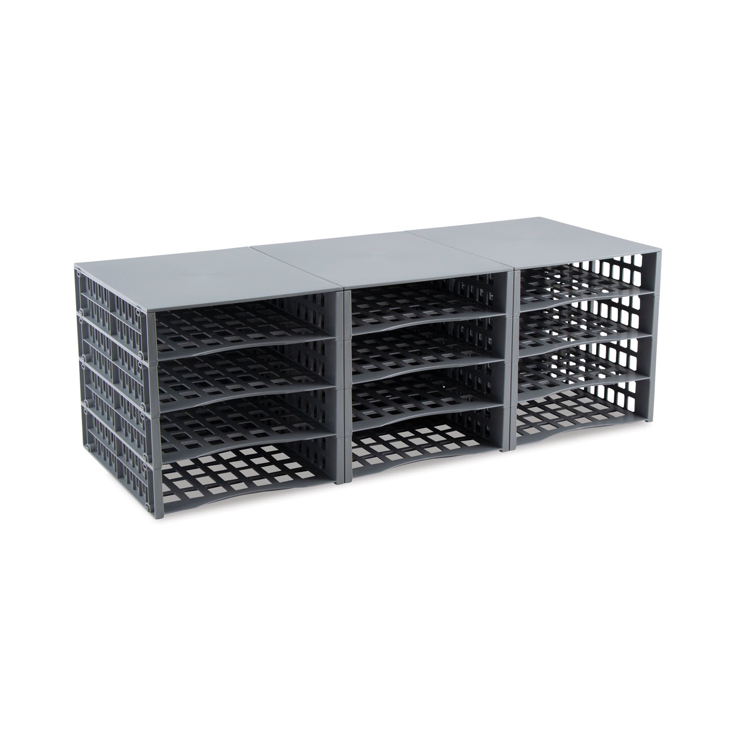 Advantus Snap Configurable Tray System - 12 Compartments Organizer, 22.75 x 9.75 x 13 Inches, Gray Storage Bin for Office, Garage, Workshop & Craft Supplies