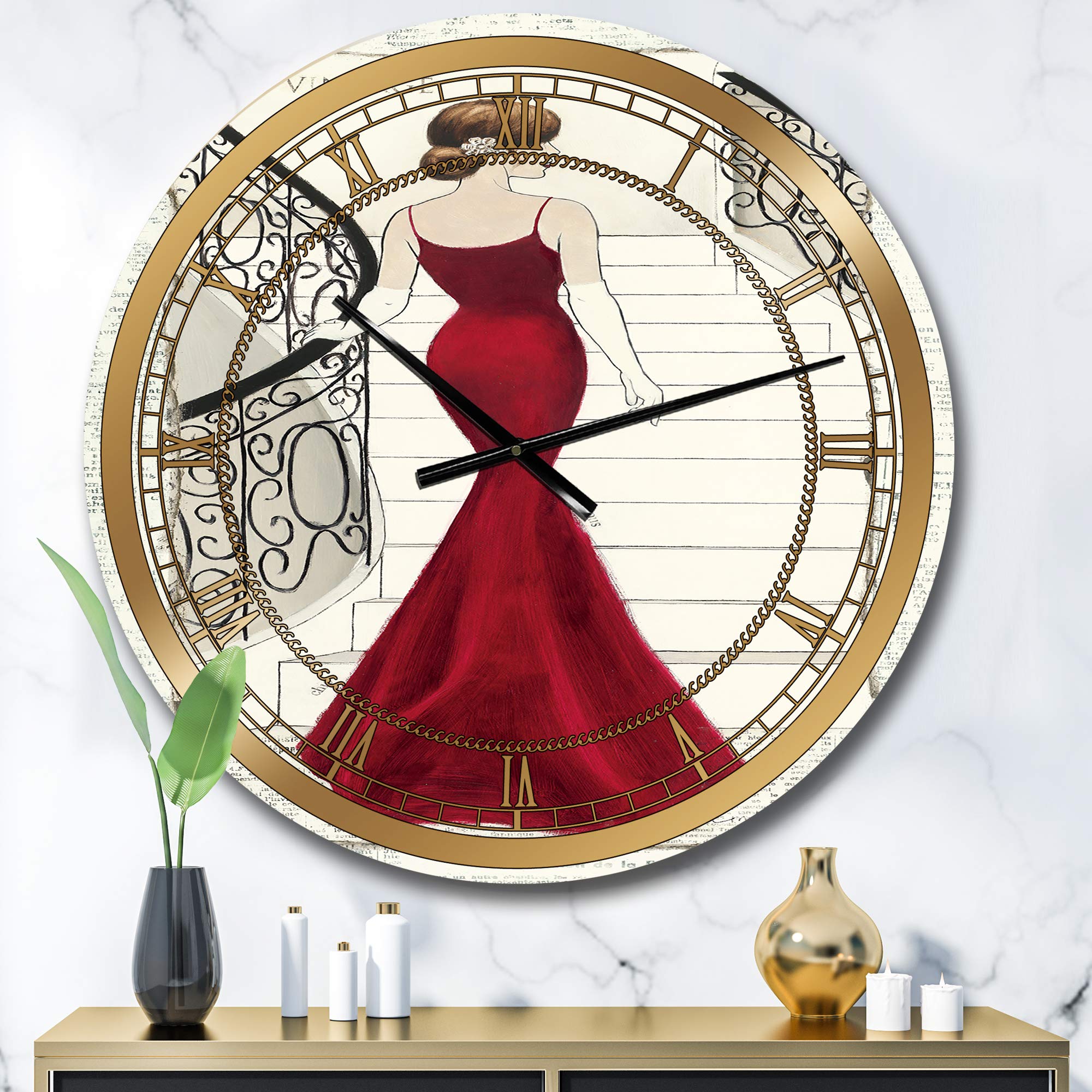 Elegant Glam Paris Diva III Wall Clock - Stylish Home Decor for Bedroom, Bathroom, Office & Living Room | Perfect for Modern Interior Design & Gift Giving