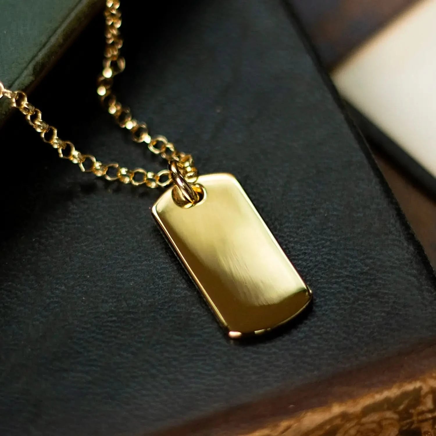 Custom Engravable Men's Gold Dog Tag Necklace - Personalized Military Style Pendant for Gifts, Memorial & Everyday Wear