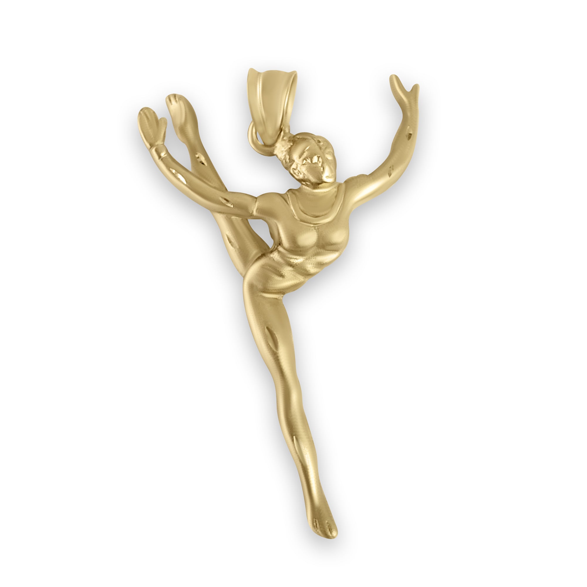 14K Yellow Gold Diamond Cut Gymnast Necklace - Elegant Jewelry for Sports, Workouts & Everyday Wear