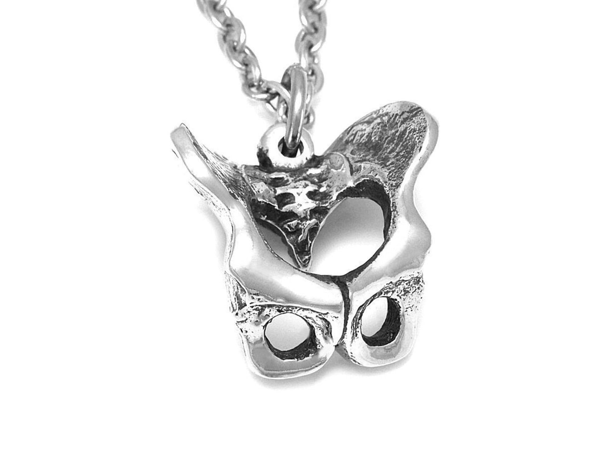 Human Pelvis Bone Pendant Necklace - Anatomical Pelvic Charm Jewelry for Medical Students, Gothic Fashion & Unique Gift Ideas