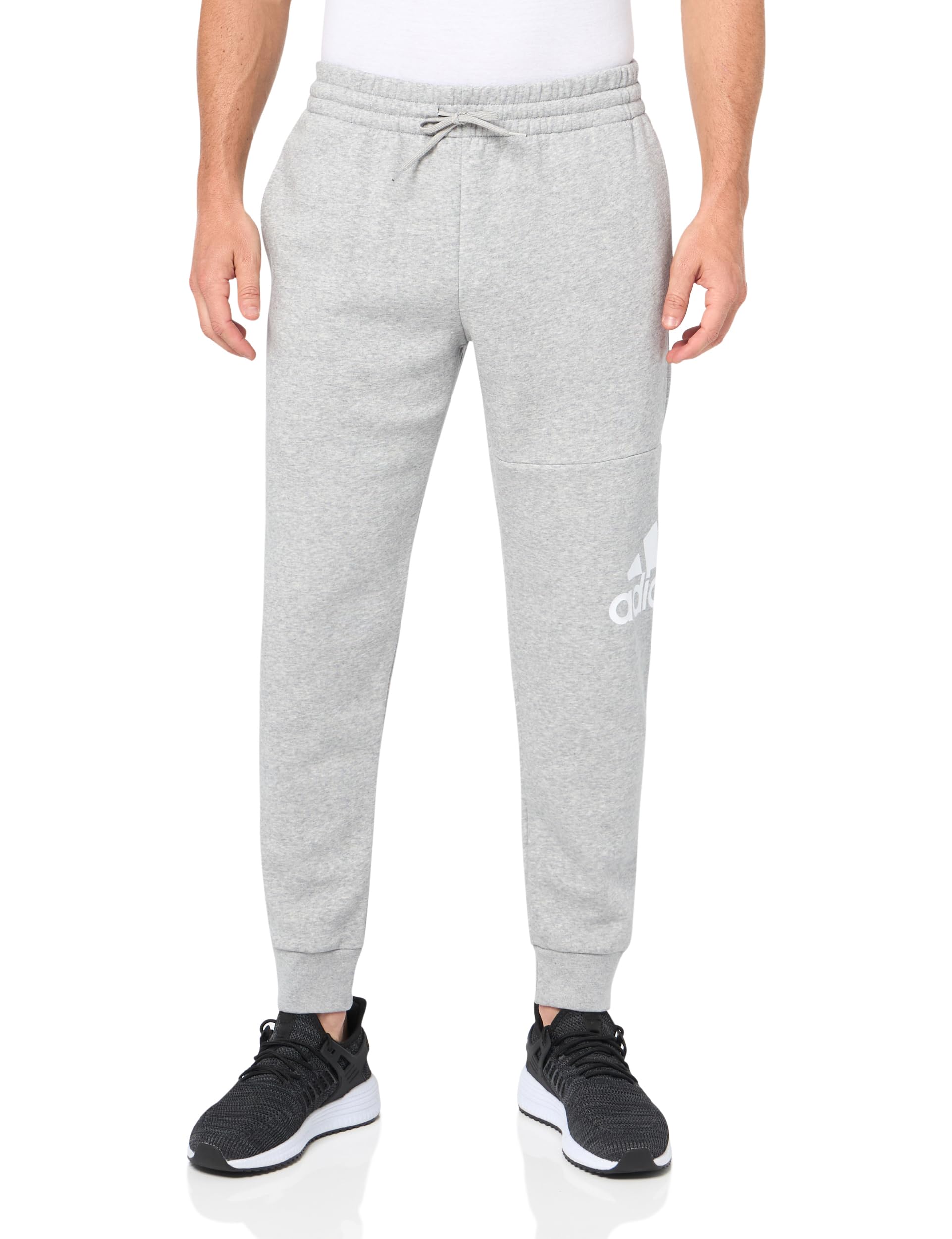 adidas Men's Essentials Fleece Tapered Cuff Big Logo Sweatpants - Comfortable Athletic Joggers for Gym, Lounge & Casual Wear
