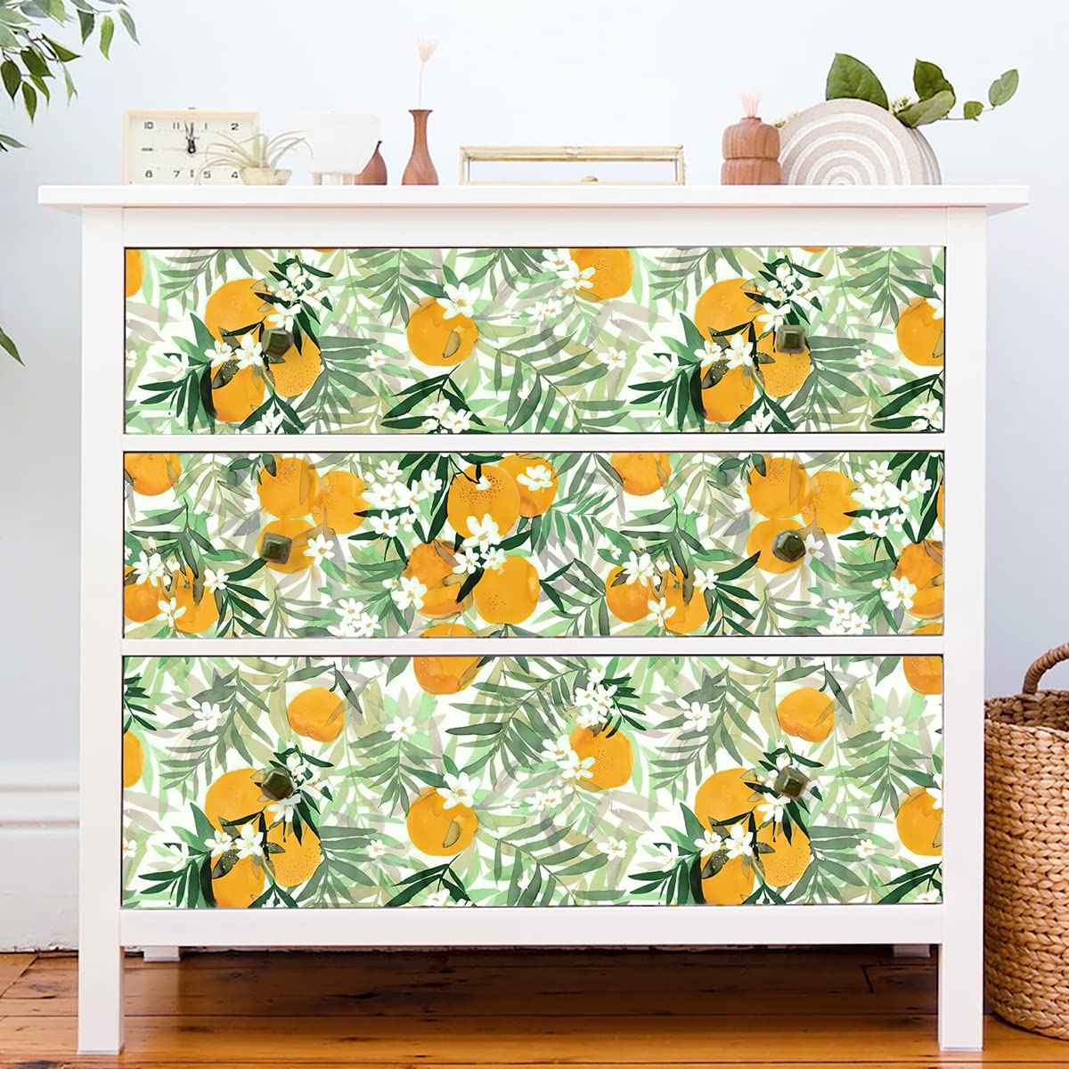 Jeweluck Peel and Stick Wallpaper - Self-Adhesive Orange Wallpaper for Cabinets, 17.7