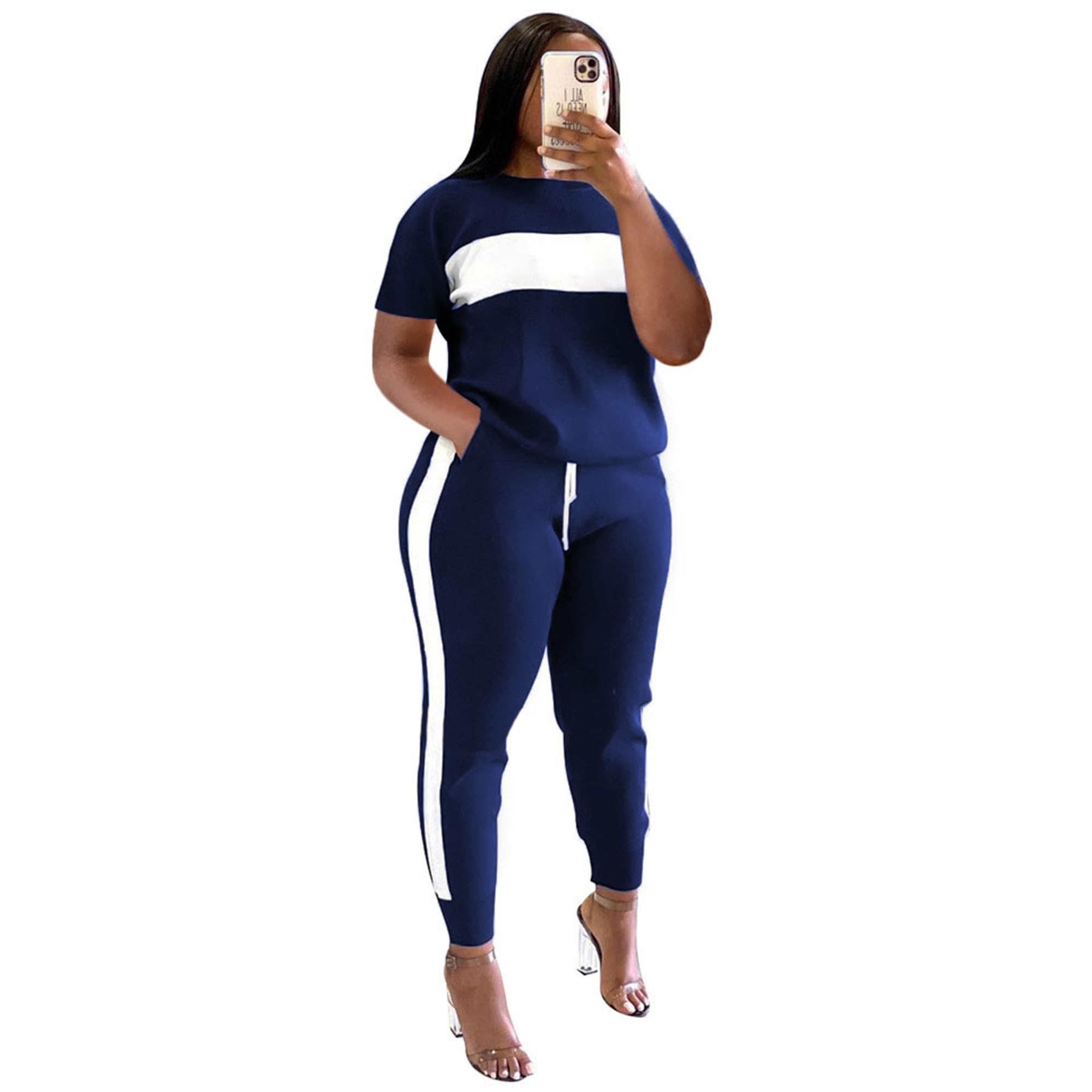 Remxi Women's 2-Piece Workout Sets - Jogging Sweat Suits with Tops & Long Sweatpants | Gym, Yoga, Running & Lounge Wear