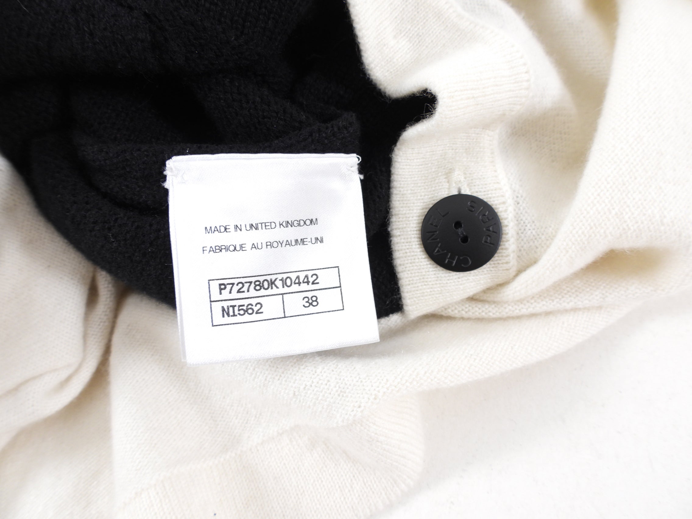 Chanel 22C Black & Off White Cashmere 4-in-1 Cardigan Sweater Women's Size FR38/S - Luxury Knitwear for Office, Party & Winter Fashion