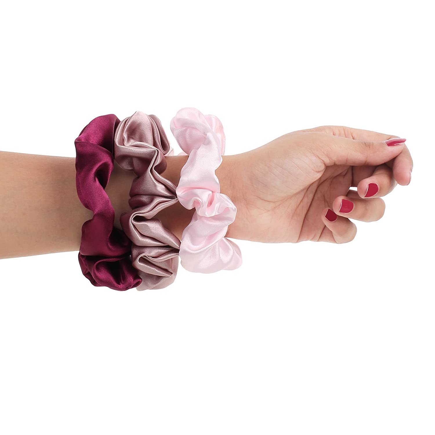 Premium Satin Silk Bonnet for Curly Hair & 3 Scrunchies Set - Reversible Hair Cap for Sleeping & Hair Protection - Black 2-in-1 Design (Great for Nighttime Hair Care & Travel Accessories)